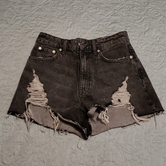 Zara Pants - Zara size 4 ripped shorts stone washed black